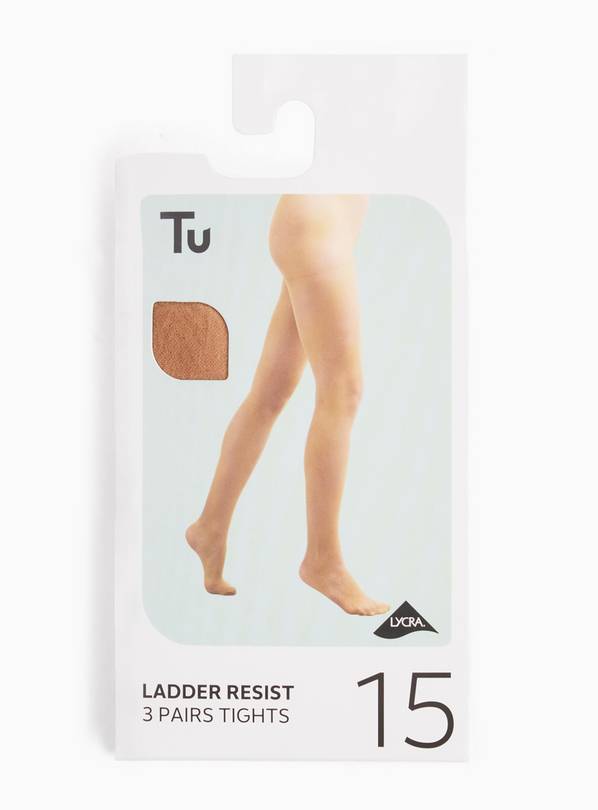 15 Denier Nude 2 Sheer Ladder Resist Matte Tights 3 Pack XL